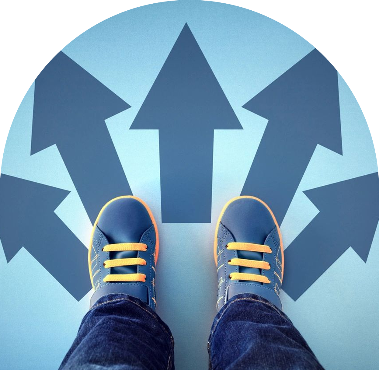 h1 A person standing on the ground with arrows pointing in different directions.