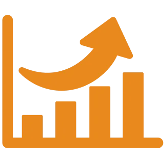 Growth Chart Template - iconSvg.co Orange bar graph with upward arrow.